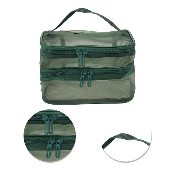 Large Capacity Visible Makeup Bag for Vacation Olive Green - Picture 4 of 5